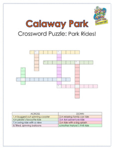 Crossword Puzzle Park Rides Hard Calaway Park